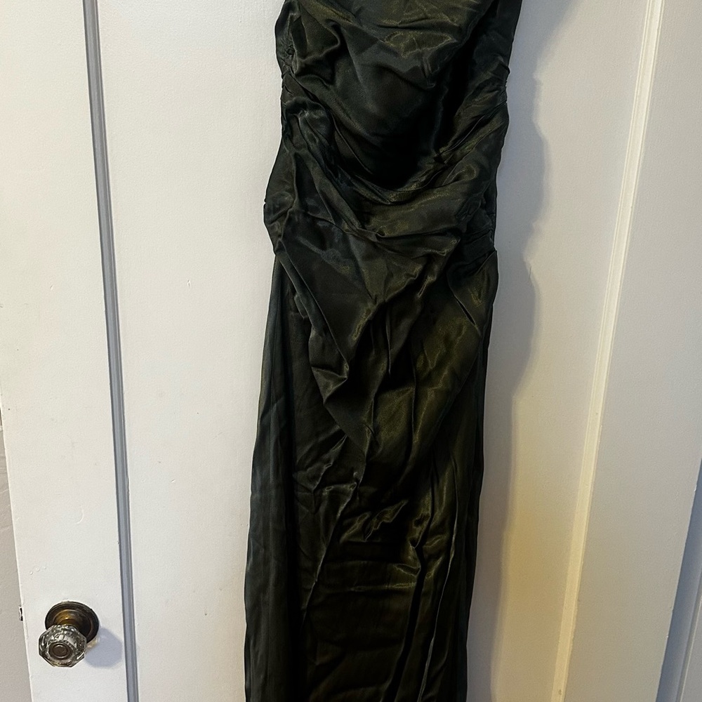 Shona Joy olive green silky gown